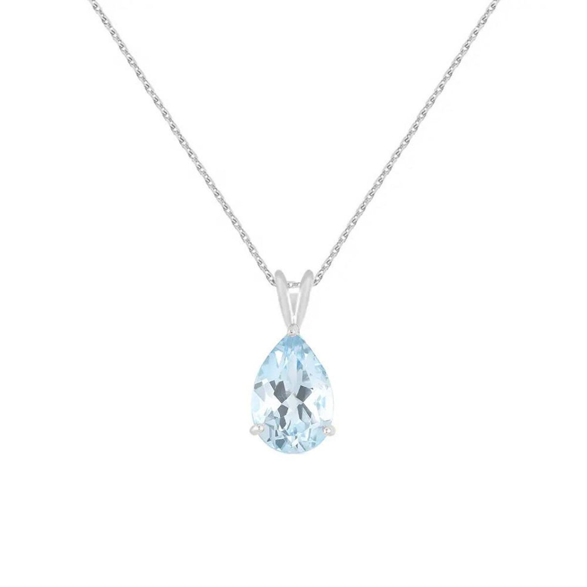 L'ATELIER D'AZUR Collier - Pendentif Or Blanc Topaze Bleue Goutte - Femme