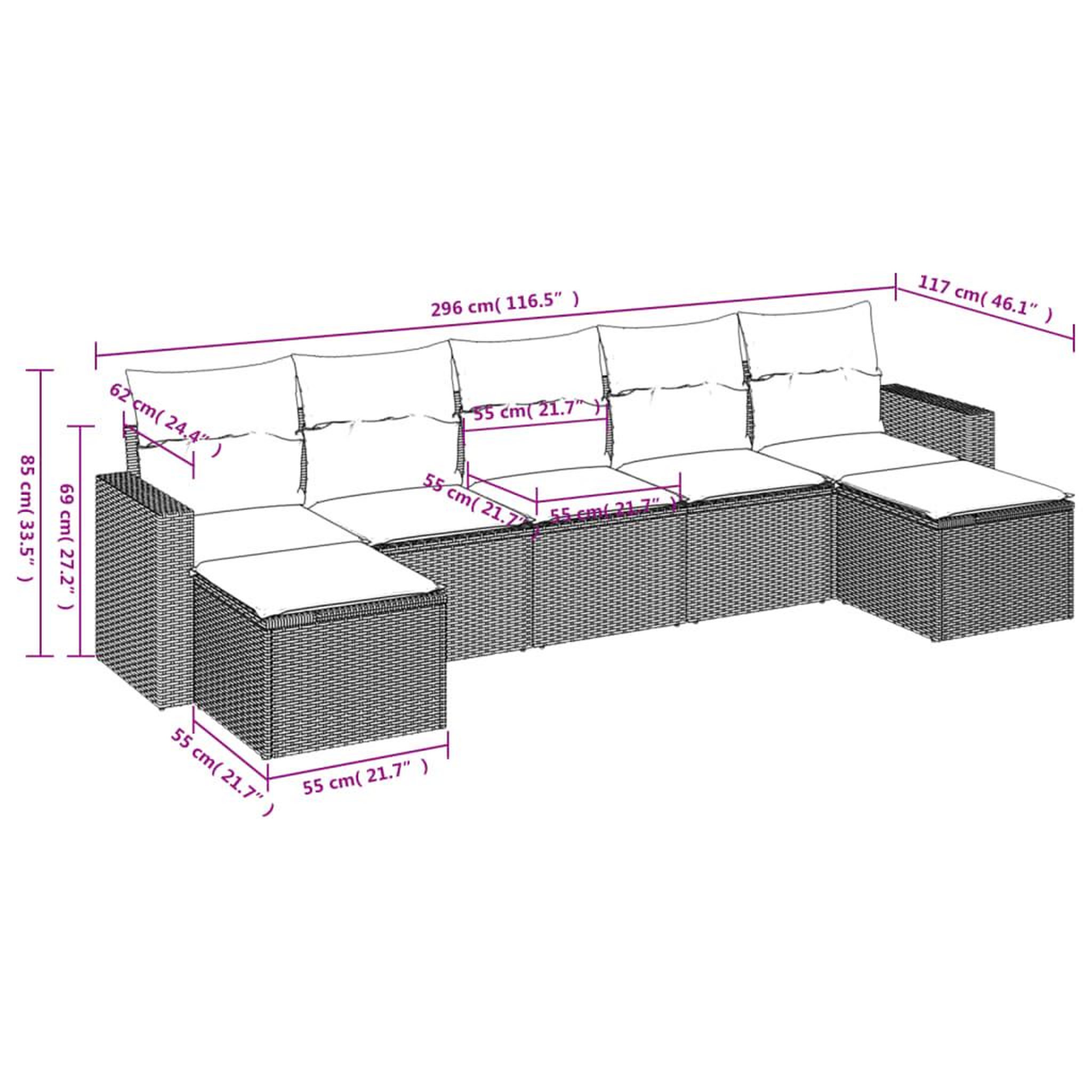Voir la diapositive 4 : VIDAXL Salon de jardin 7 pcs avec coussins noir resine tressee