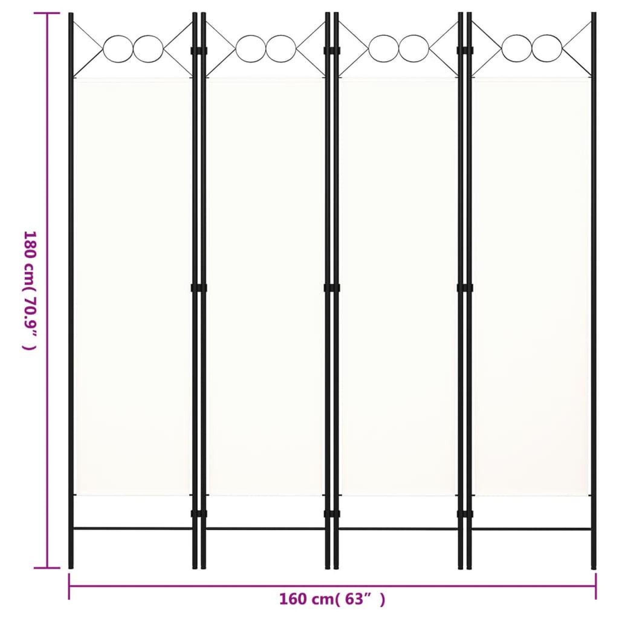 Voir la diapositive 6 : VIDAXL Cloison de separation 4 panneaux blanc 160x180 cm