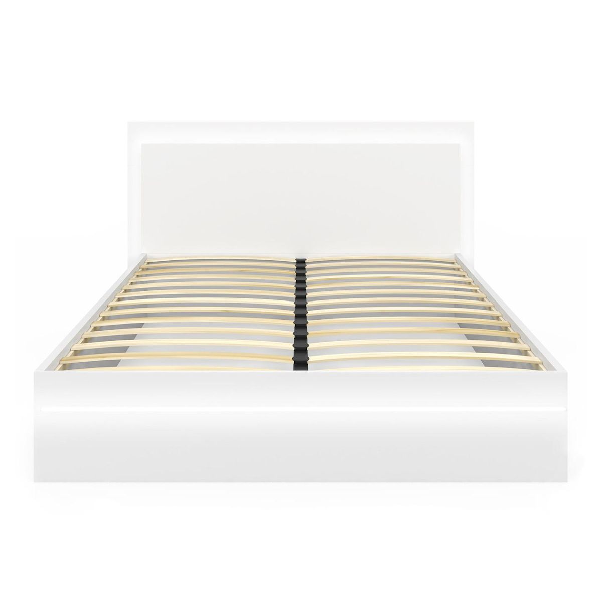 ID MARKET Lit double CHARLIE 140 x 190 cm avec sommier et LED intégrées blanc