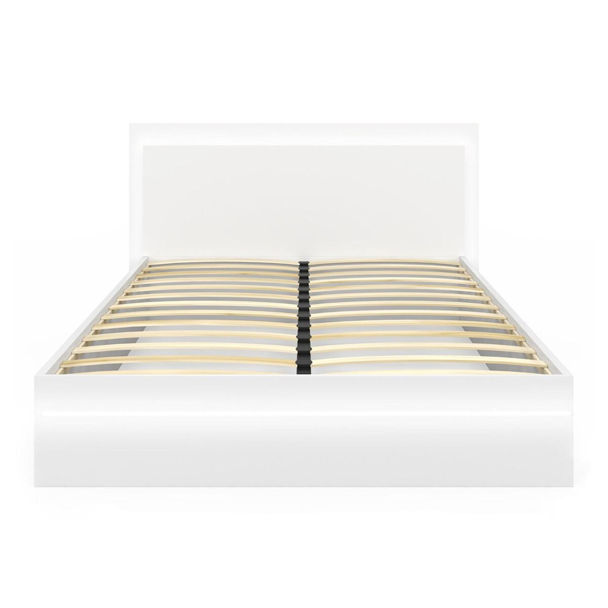 ID MARKET Lit double CHARLIE 140 x 190 cm avec sommier et LED intégrées blanc