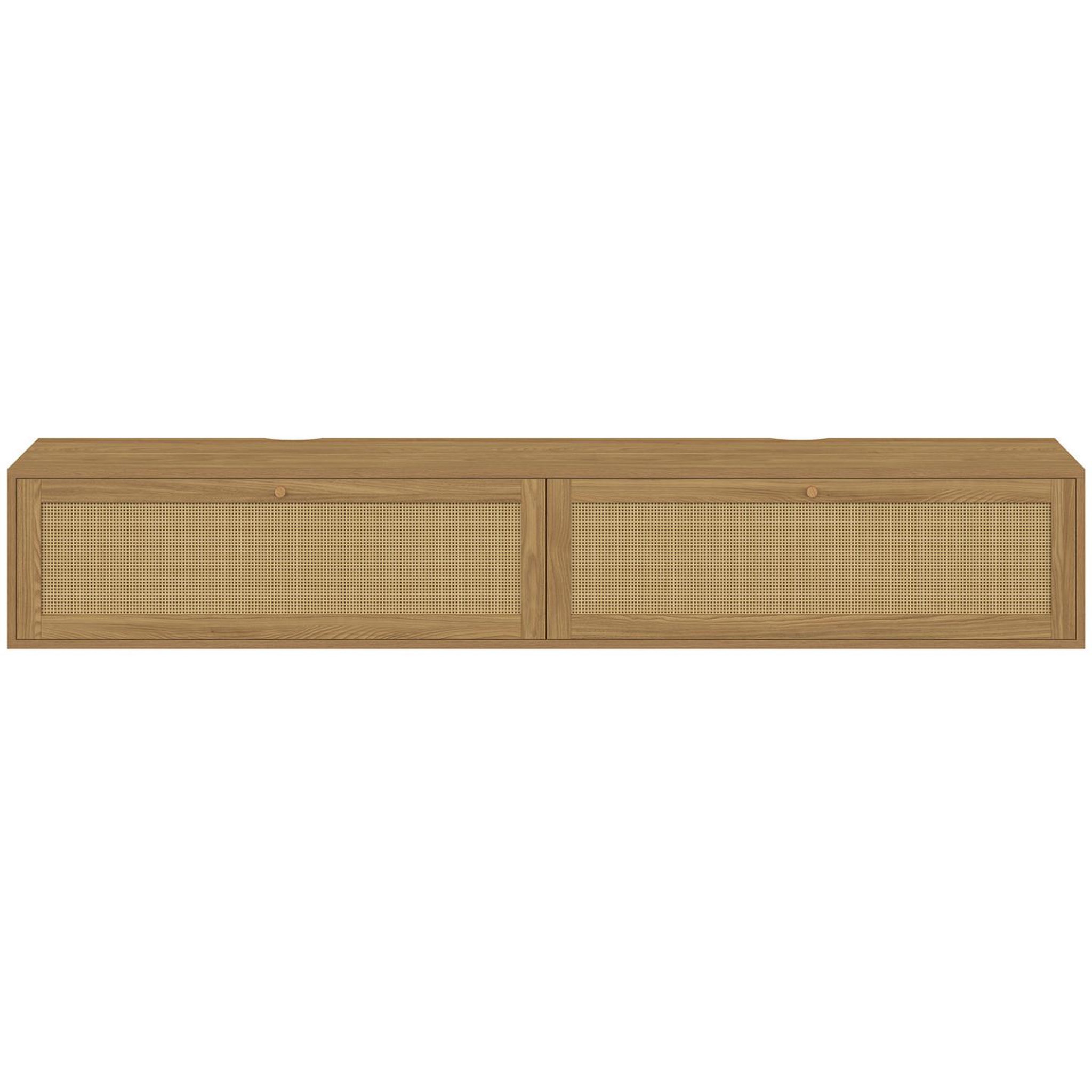 Voir la diapositive 3 : ID MARKET Meuble tv 180 cm suspendu hanae 2 portes effet naturel cannage