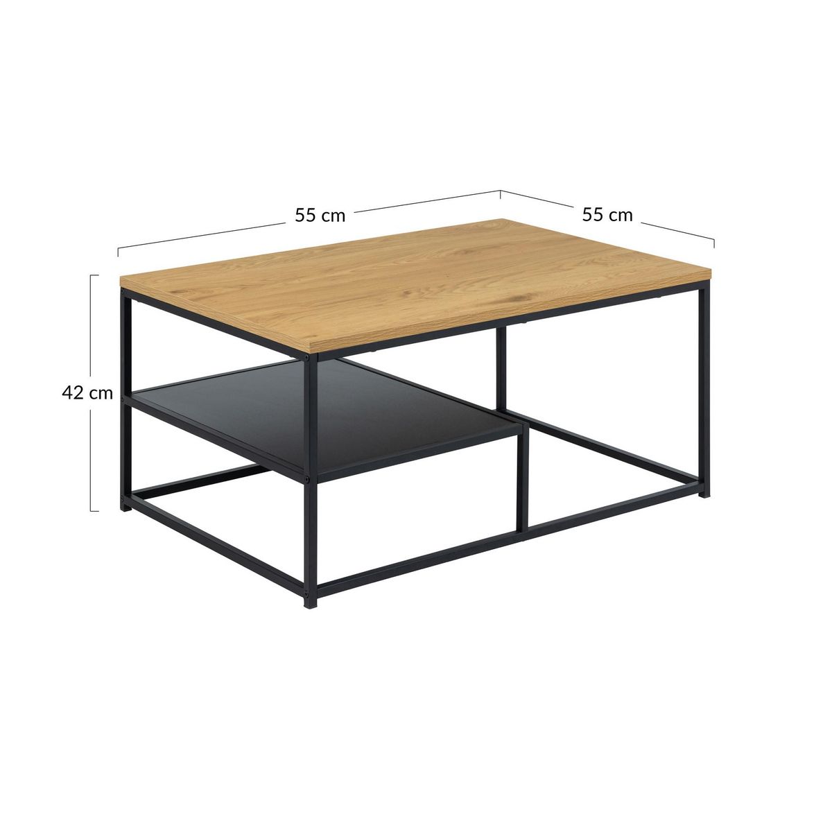 LISA DESIGN Salida - table basse - effet bois et métal noir - 90 cm