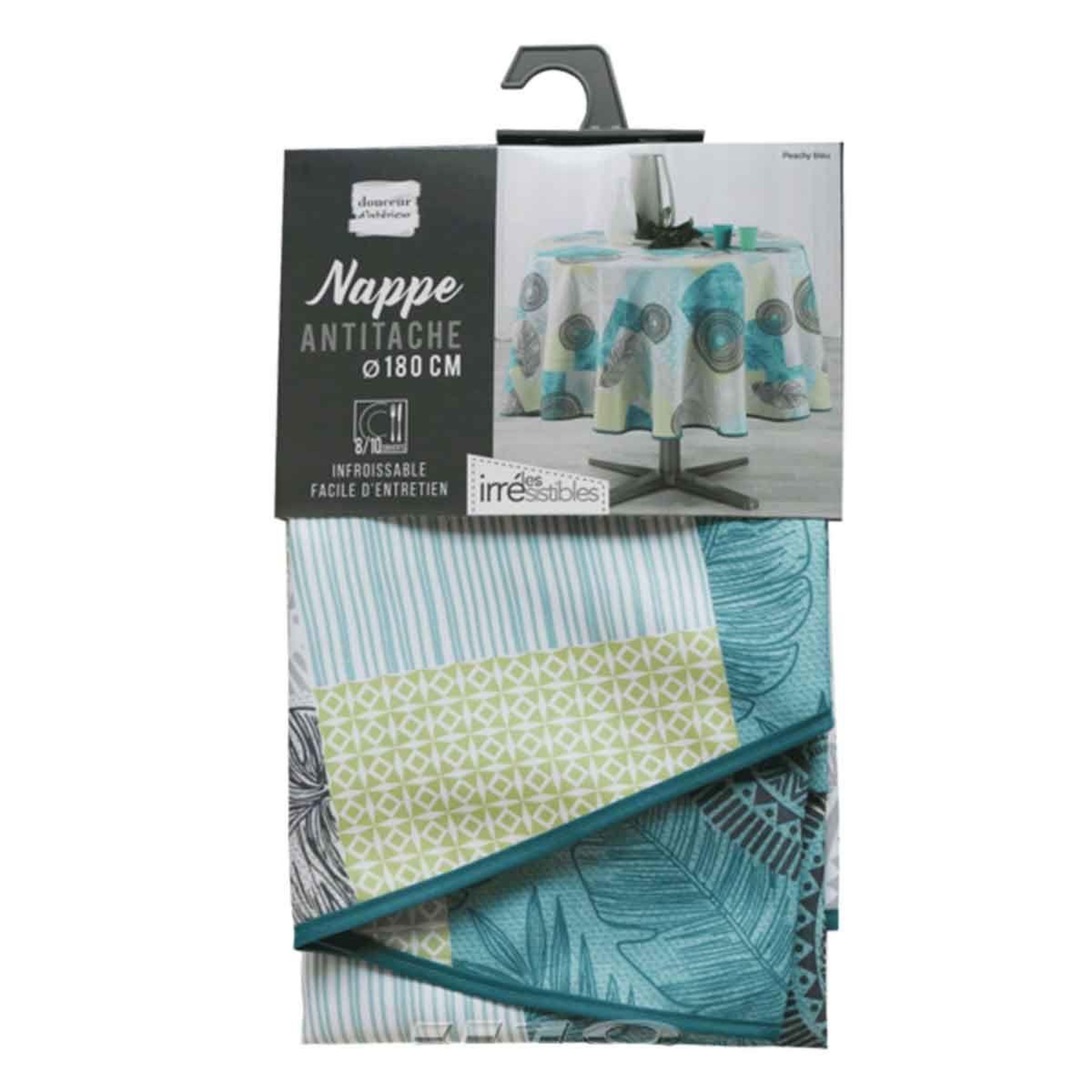 Voir la diapositive 2 : Douceur d'Intérieur Nappe antitache ronde  peachy  180cm bleu