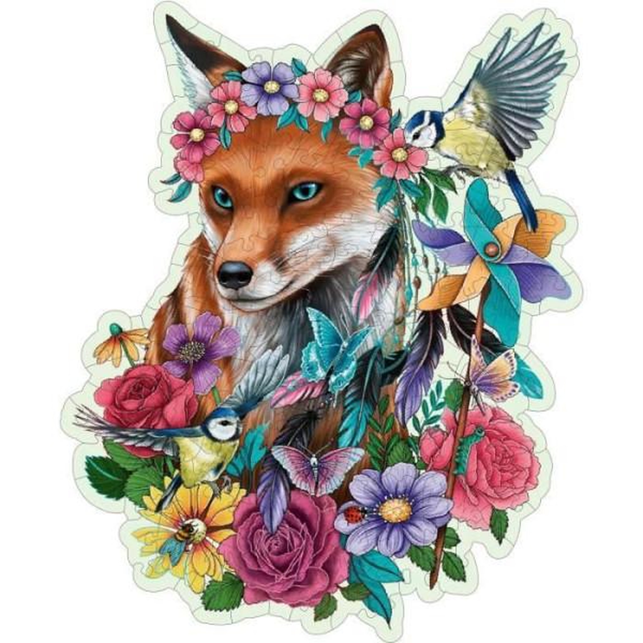 Voir la diapositive 2 : RAVENSBURGER Puzzle en bois 150 pièces – Renard coloré – Illustration artistique nature – Puzzle premium adulte – Ravensburger