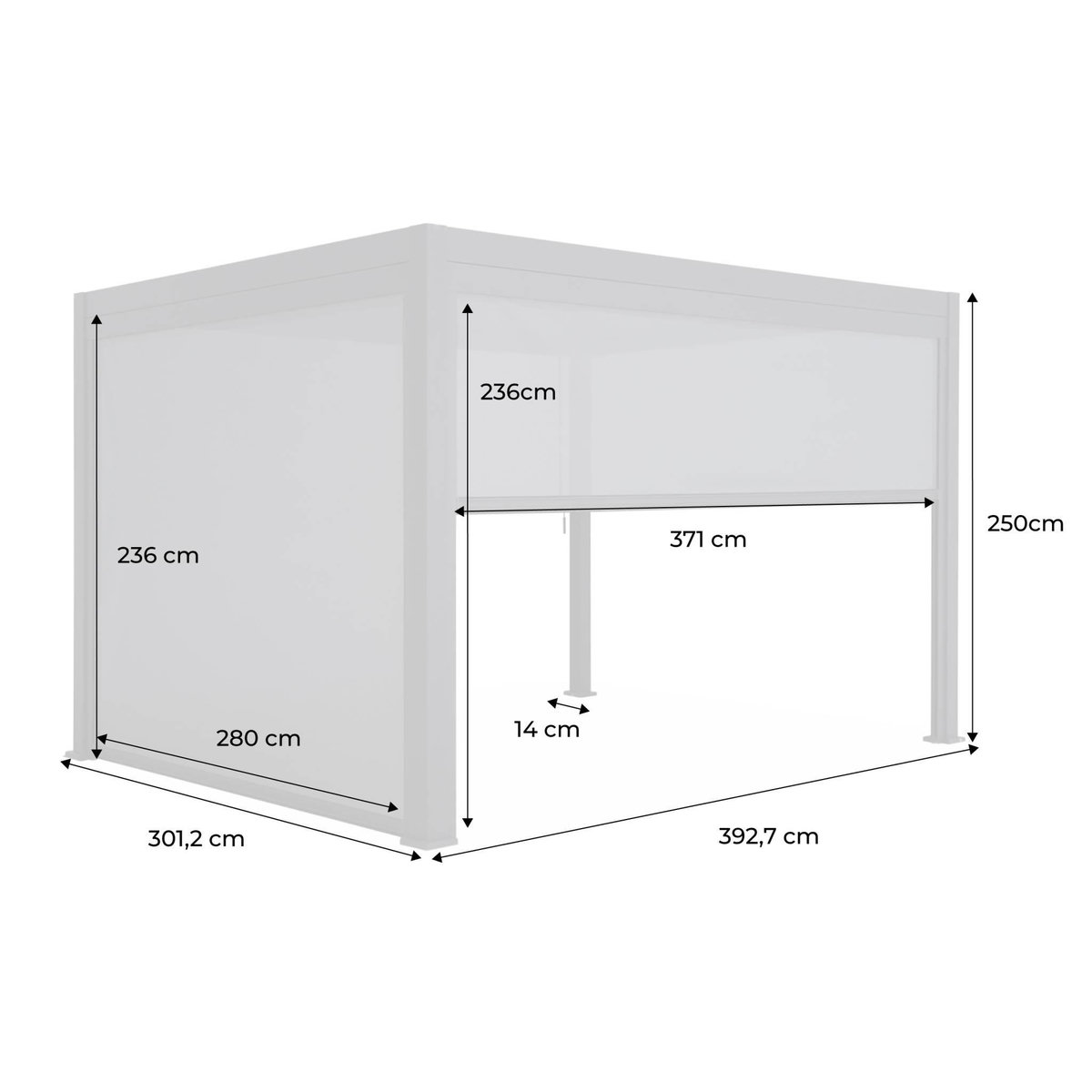 SWEEEK Pergola Bioclimatique gris anthracite 4x3m, aluminium à lames orientables + store 3m + store 4m