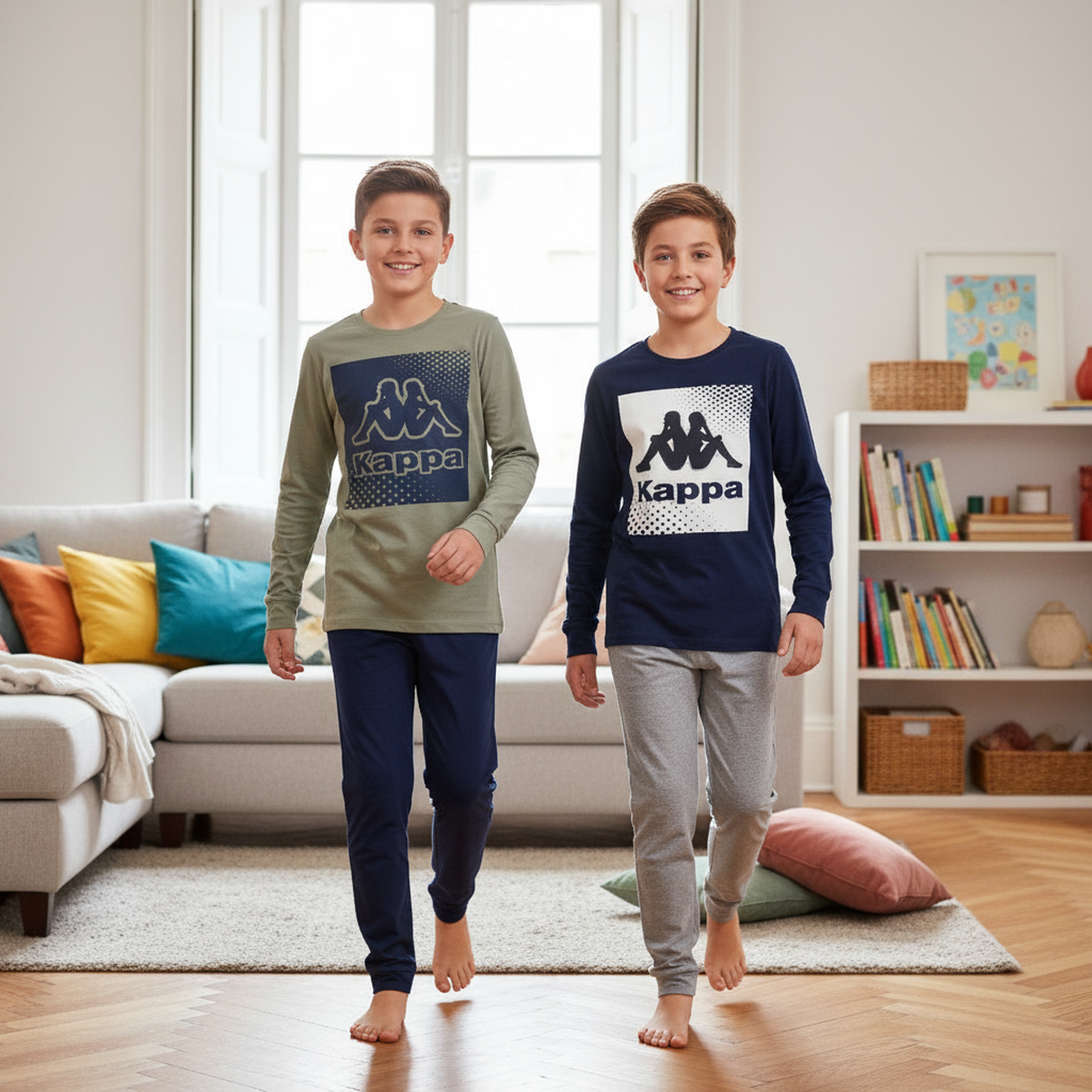 Voir la diapositive 4 : KAPPA Kappa pyjama long garçon pack de 2 coton logo omini col rond manches longues