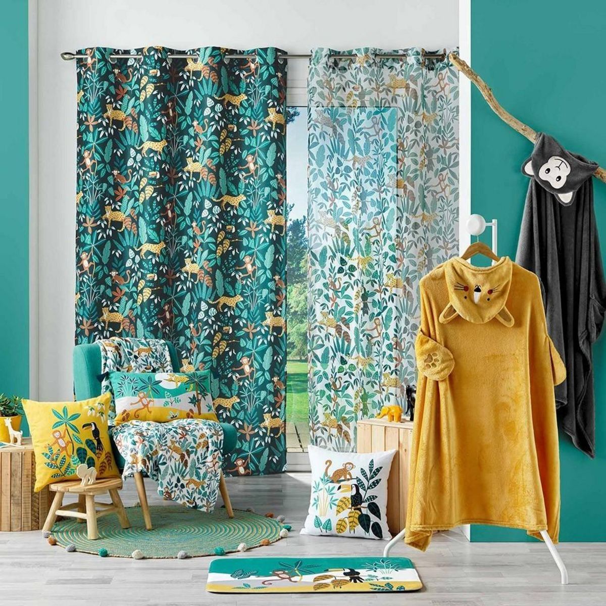 Douceur d'Intérieur Tapis rectangle 45x75 velours Jungle Story