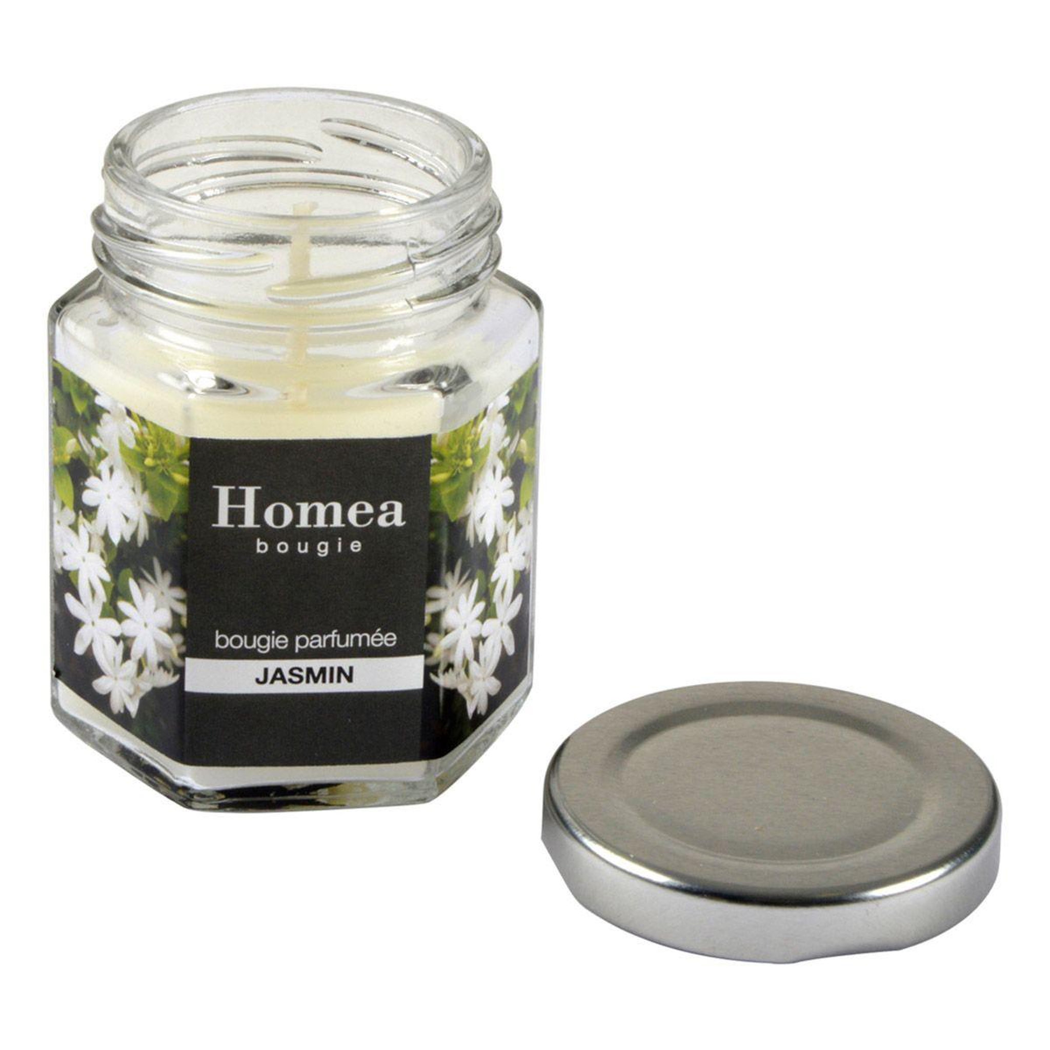 Voir la diapositive 2 : HOMEA Bougie Verrine Parfumée  Essentiel  7cm Jasmin