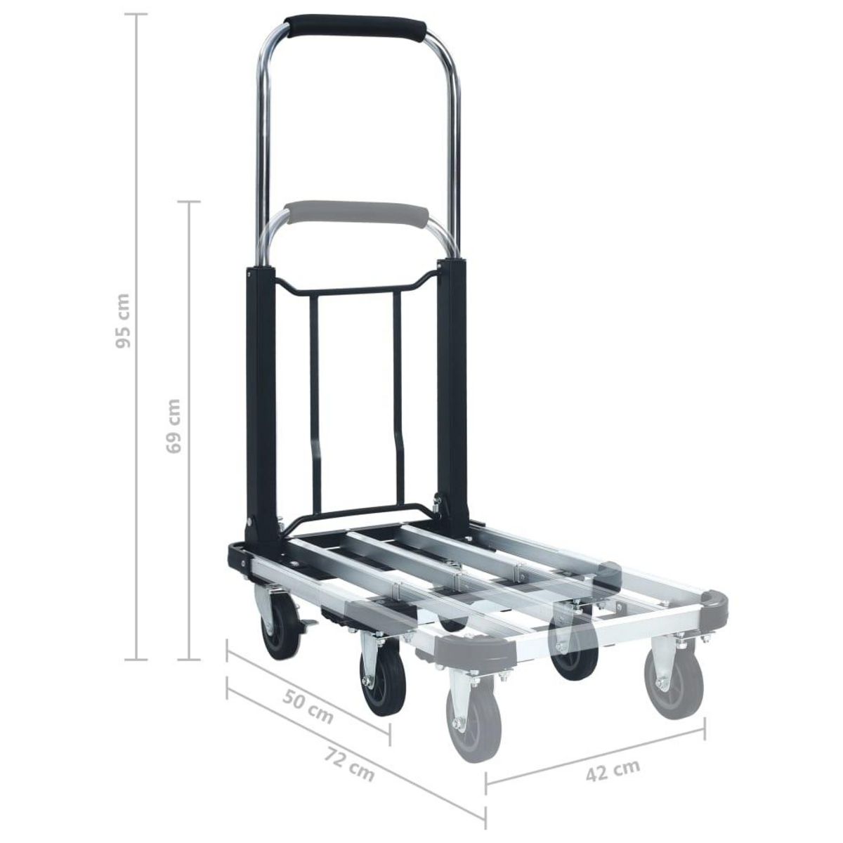 VIDAXL Chariot de transport pliable 150 kg Aluminium Argente