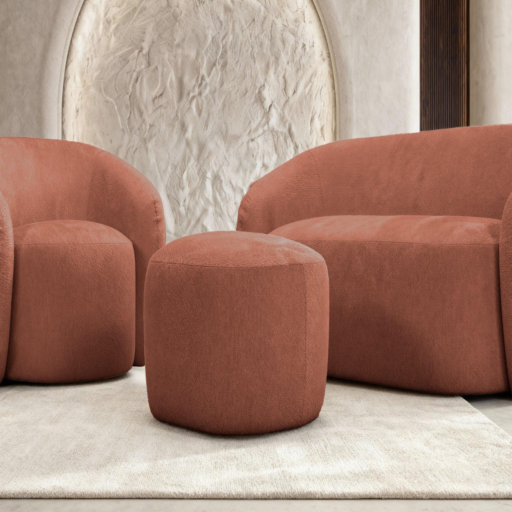 Voir la diapositive 4 : CASANOVA PARIS Aurelie - pack canapé droit 2 places + fauteuil + pouf tissu