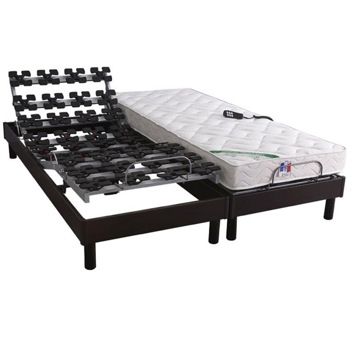 IDLITERIE Ensemble relaxation 100% latex 5 zones + sommier avec zone lombaire ferme - FABRICATION FRANCE