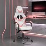 VIDAXL Chaise de jeu pivotante et repose-pied Blanc et rose Similicuir