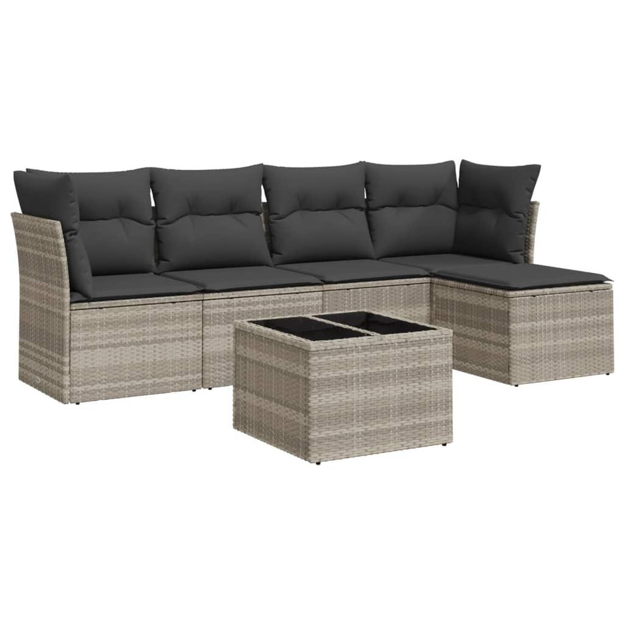 Voir la diapositive 2 : VIDAXL Salon de jardin 6 pcs avec coussins gris clair resine tressee