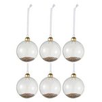 Paris Prix Lot de 6 Boules de Noël en Verre  Paillettes Or  8cm Transparent