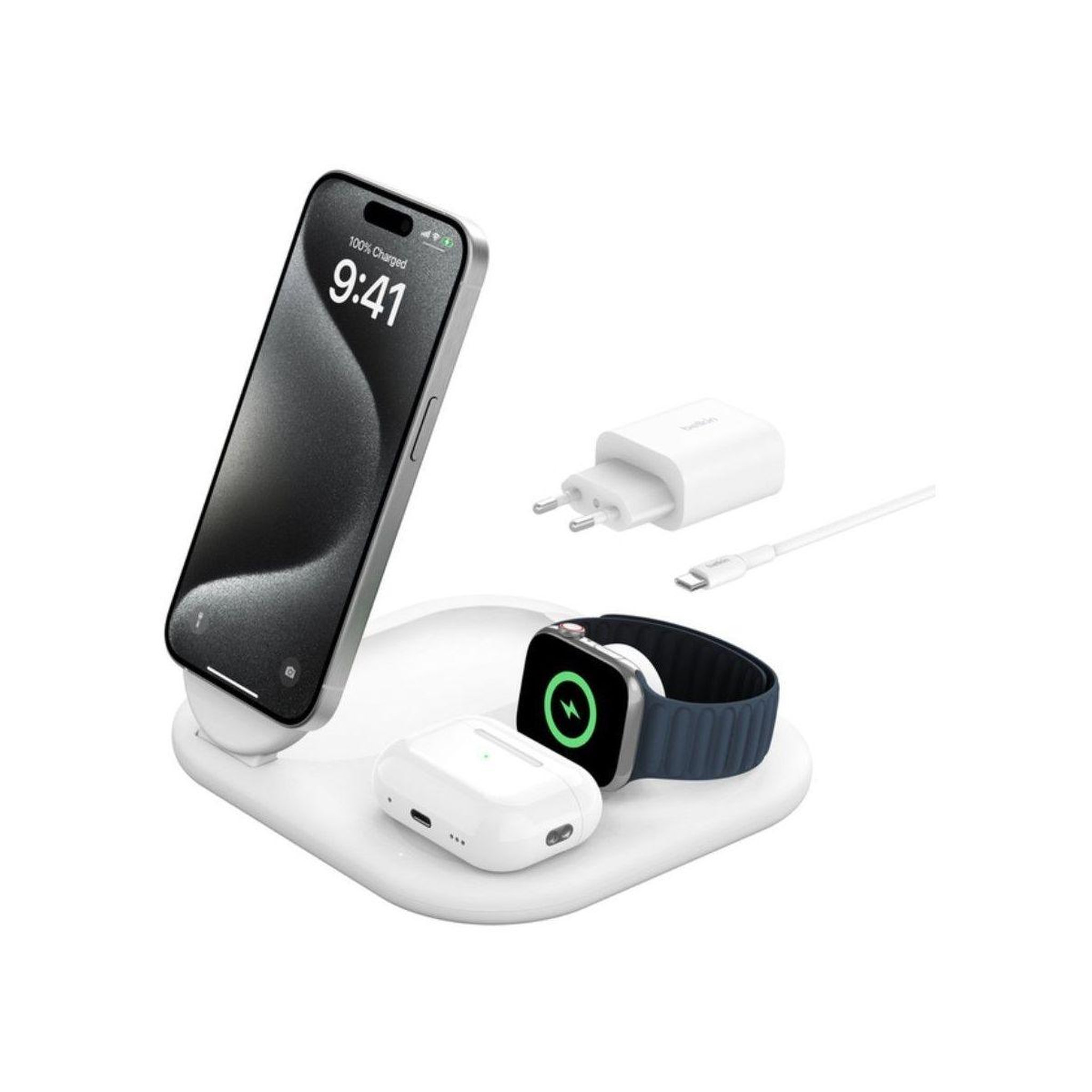 Belkin Chargeur induction induction 15w 3en1 blanc