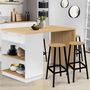 Voir la diapositive 2 : ID MARKET Ilot central mange debout 4 personnes VITO 130 cm blanc et plateau bois