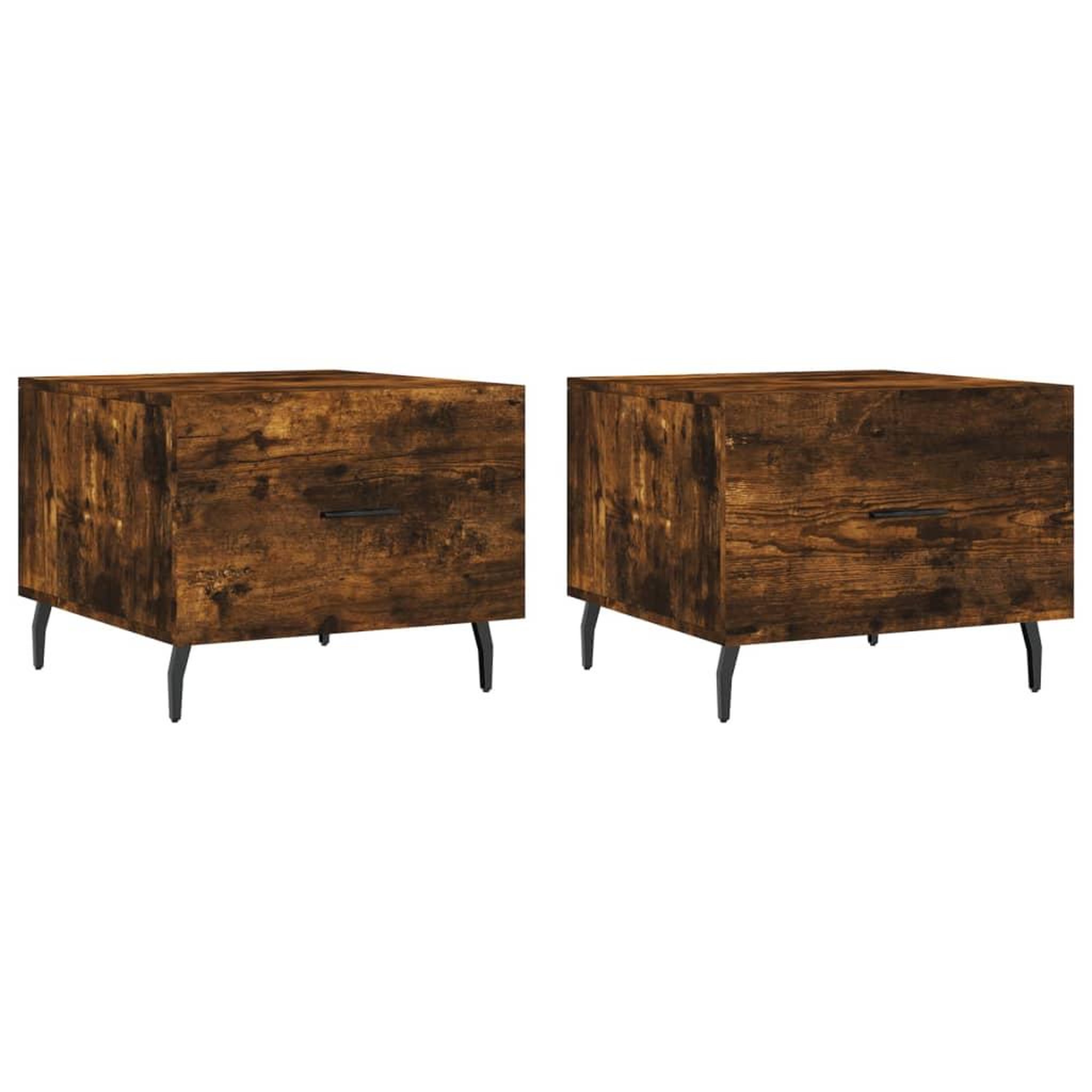 Voir la diapositive 2 : VIDAXL Tables basses 2 pcs chene fume 50x50x40 cm bois d'ingenierie