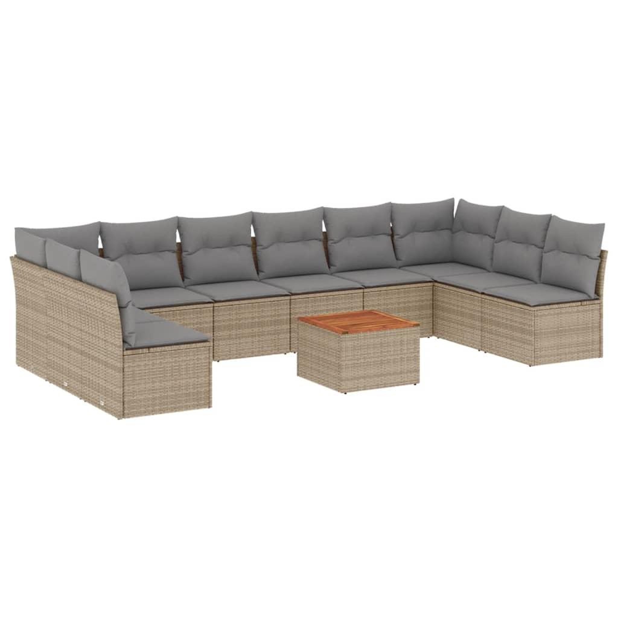 Voir la diapositive 2 : VIDAXL Salon de jardin et coussins 11 pcs melange beige resine tressee