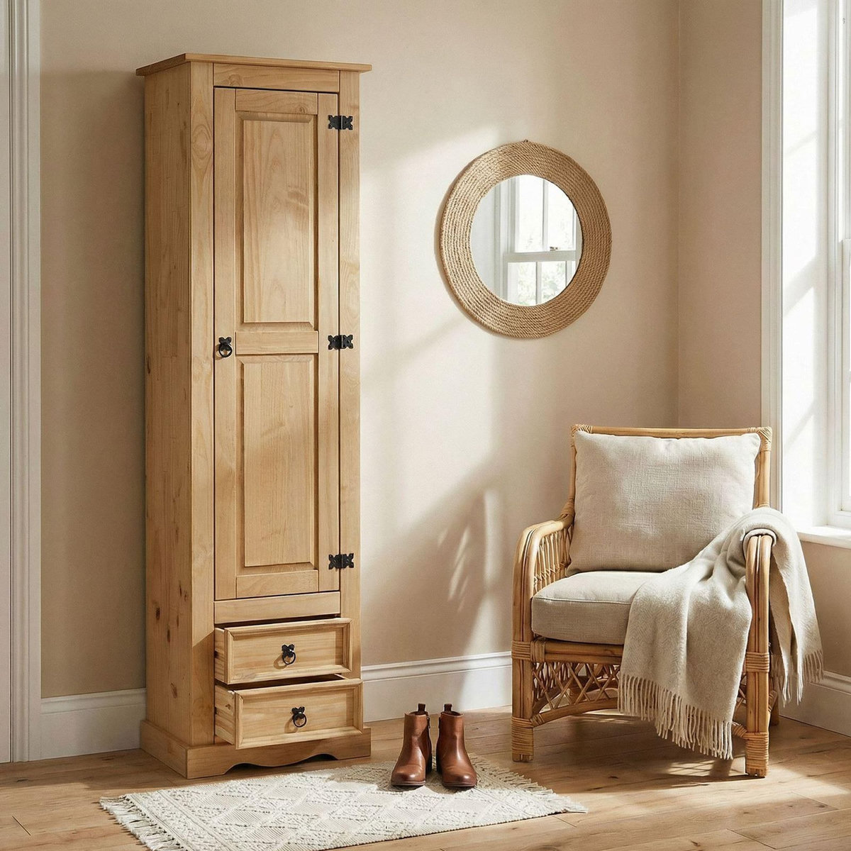IDIMEX Armoire TEQUILA avec 1 porte et 2 tiroirs, en pin massif