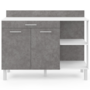 Voir la diapositive 3 : ID MARKET Buffet bas de cuisine 120 cm CINA plan de travail H.83 cm 2 portes + tiroir blanc et effet béton
