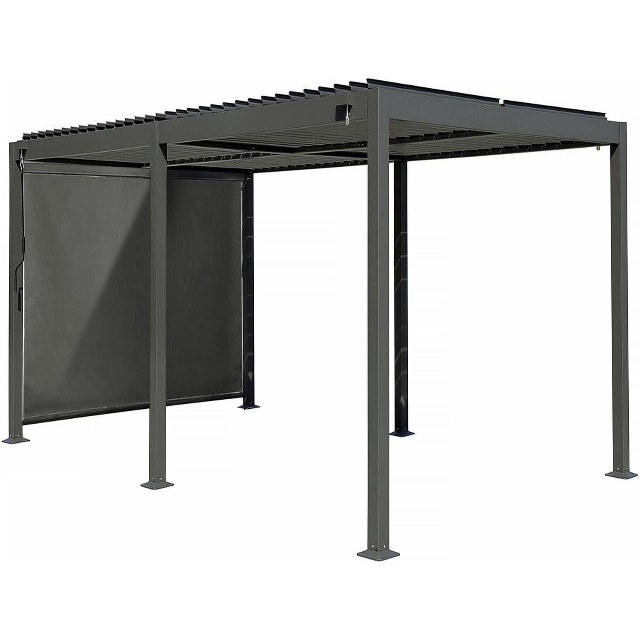 Habitat et Jardin Pergola bioclimatique avec store en aluminium  Kensington  - 3 x 5 m - Gris