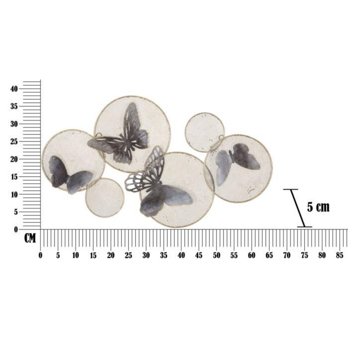 Paris Prix Déco Murale en Métal  Papillons sur Cercle  66cm Multicolore