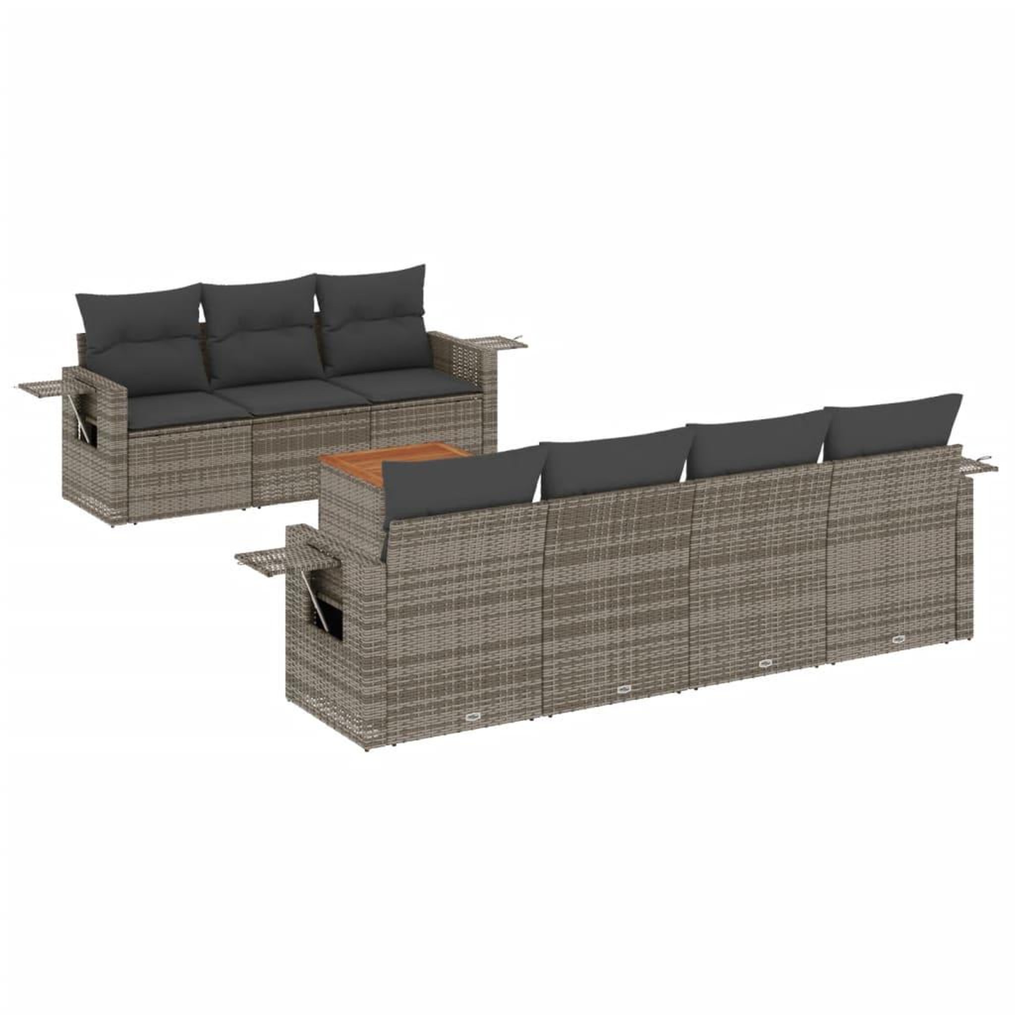 Voir la diapositive 2 : VIDAXL Salon de jardin 8 pcs avec coussins gris resine tressee