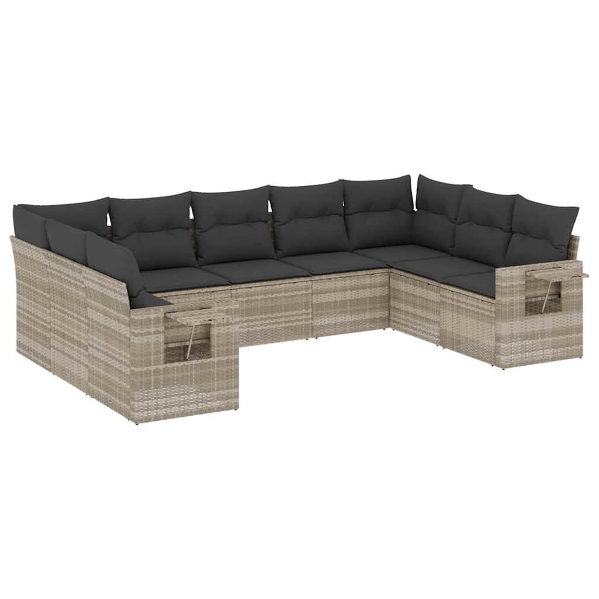 Voir la diapositive 2 : VIDAXL Salon de jardin 9 pcs avec coussins gris clair resine tressee