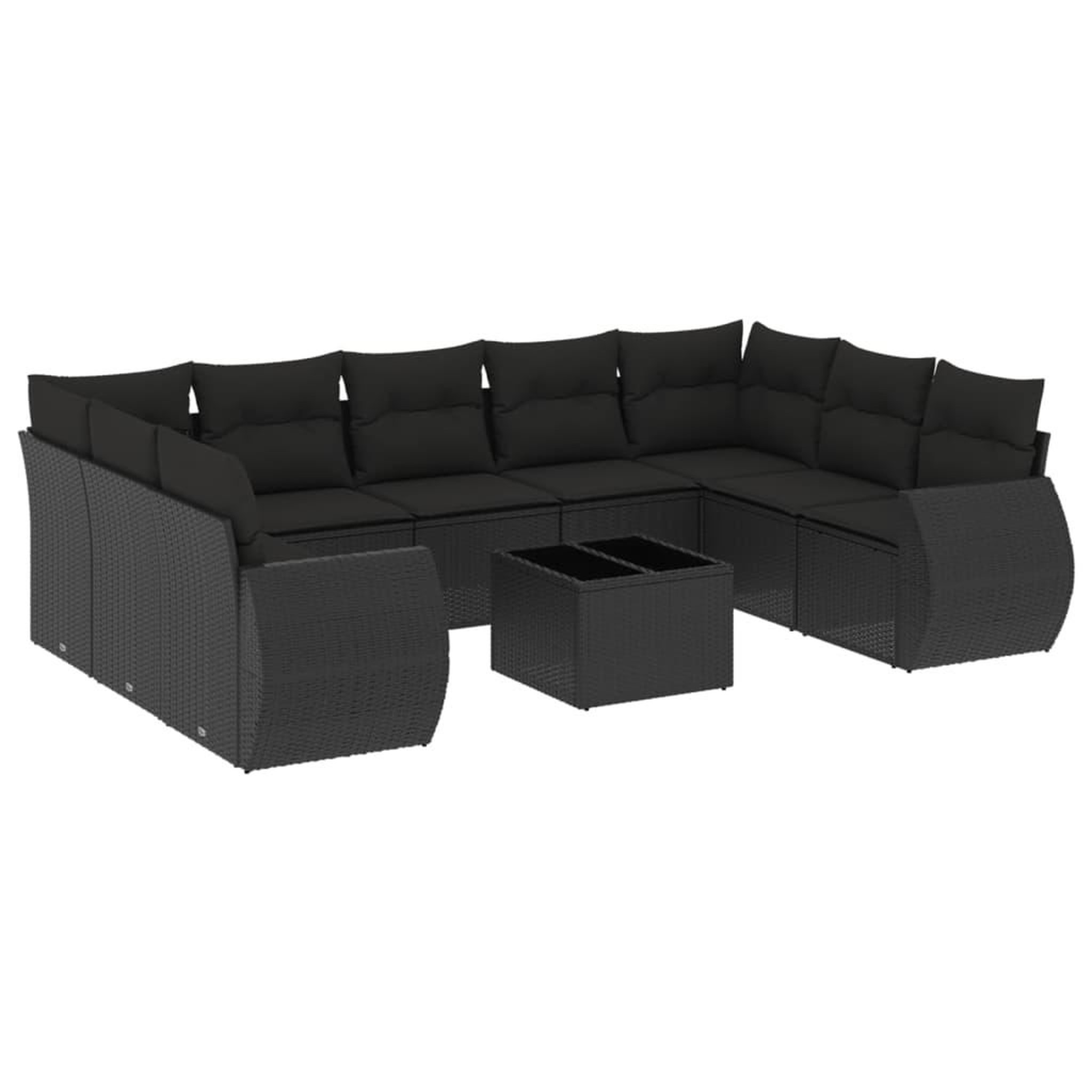 Voir la diapositive 2 : VIDAXL Salon de jardin 10 pcs avec coussins noir resine tressee