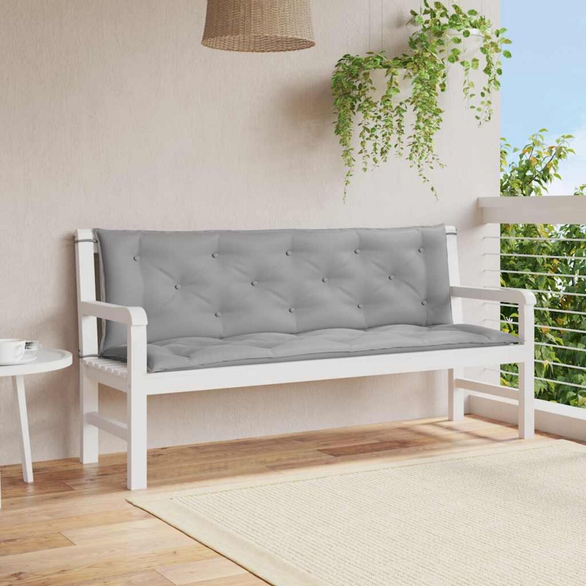 VIDAXL Coussin de banc de jardin gris 150x(50+50)x7 cm tissu oxford