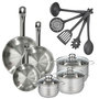 Voir la diapositive 1 : Fackelmann Set 3 poêles 20, 24 et 28 cm en inox, 3 faitouts inox 16, 20 et 24 cm et 5 ustensiles Fackelmann Eterna