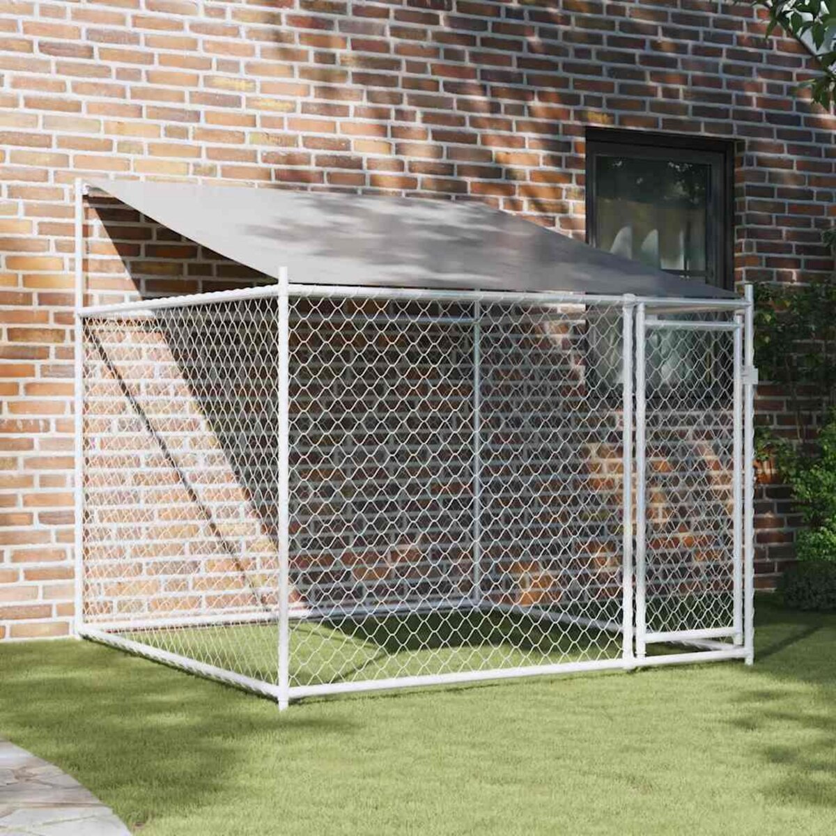 VIDAXL Cage pour chien avec toit et porte gris 2x2x2 m acier galvanise