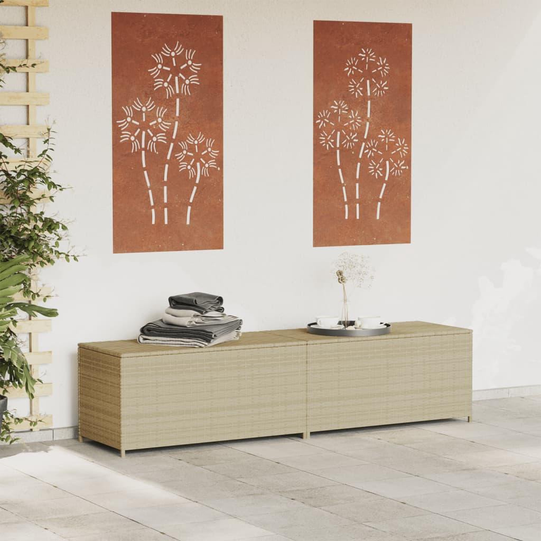 Voir la diapositive 3 : VIDAXL Boîte de rangement de jardin melange beige 469L resine tressee