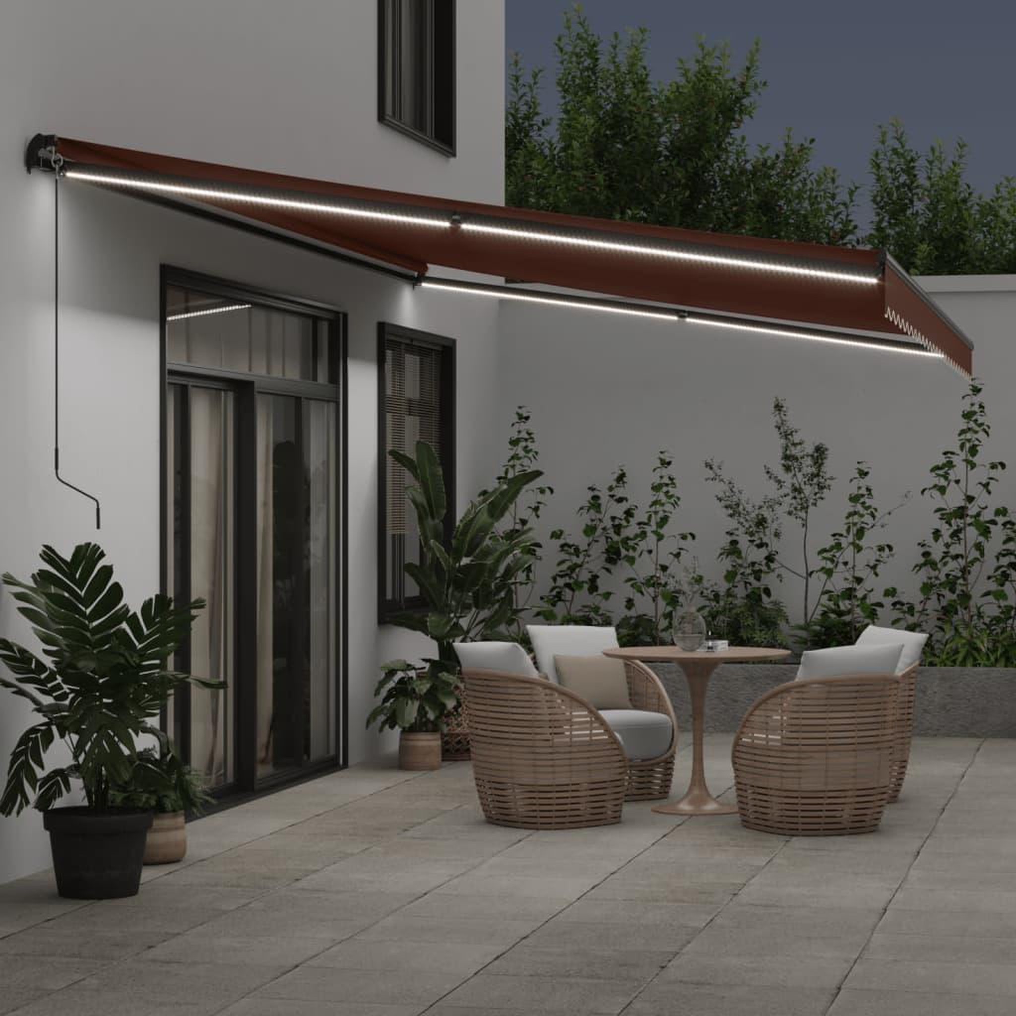 Voir la diapositive 3 : VIDAXL Auvent manuel retractable avec LED marron 600x300 cm