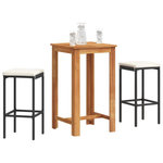 VIDAXL Ensemble de bar de jardin 3 pcs noir bois massif acacia rotin