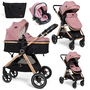 Voir la diapositive 1 : BEBELISSIMO BEBELISSIMO - Poussette combinée trio 3 en 1 - siège auto 0m – nacelle – dès la naissance – jusqu'à 22kg – Nicea - rose