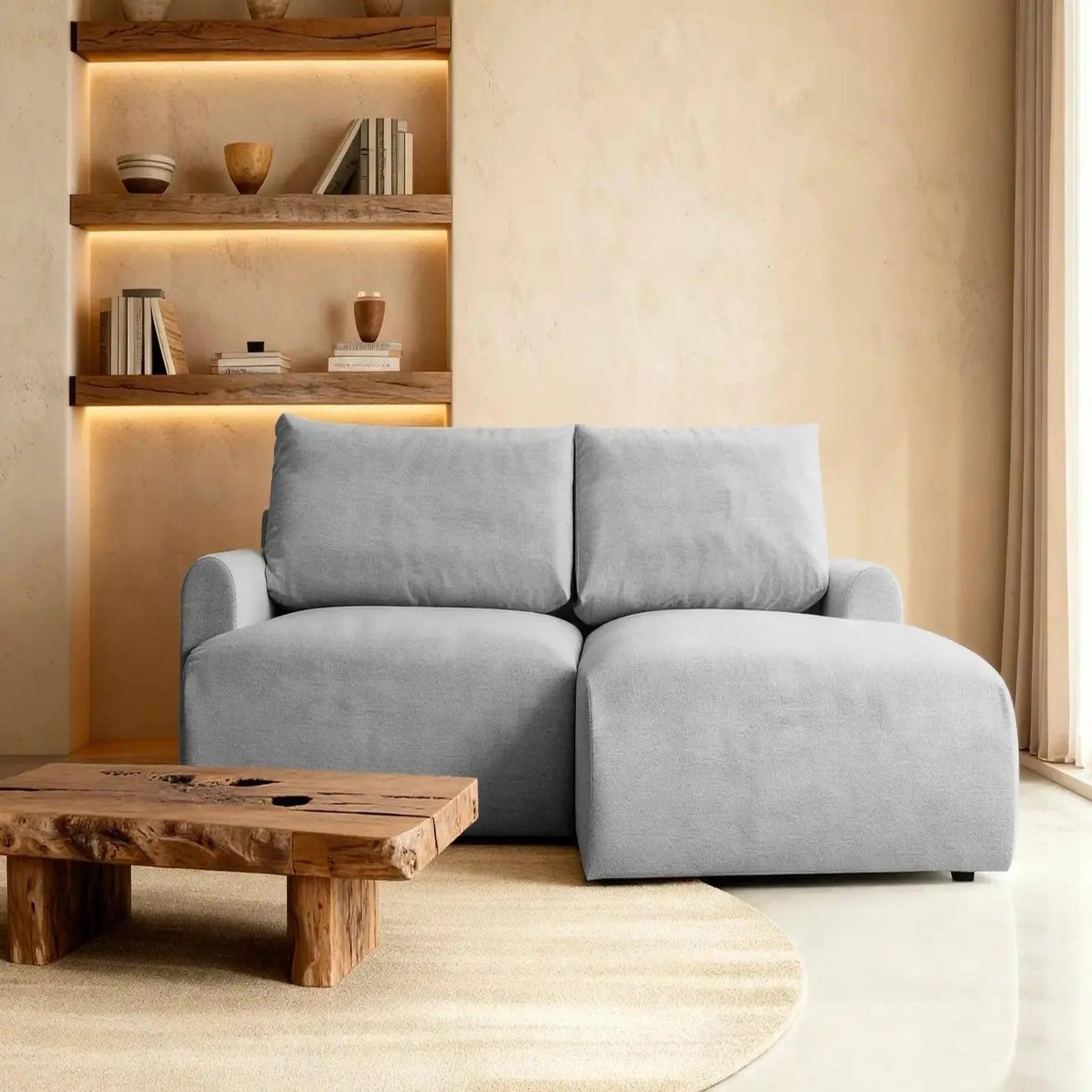 Voir la diapositive 3 : CASANOVA PARIS Raphaelle - canapé d'angle convertible tissu lisse 4 places droit