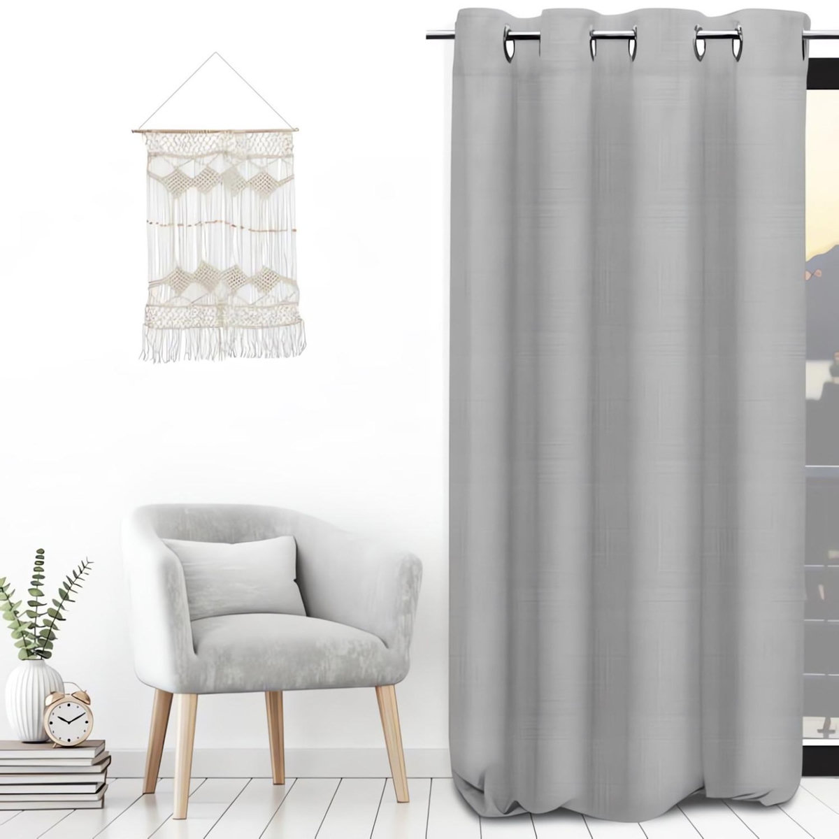 SOLEIL D'OCRE Rideau lin à oeillets 135x250 cm LINEN, par Soleil d'Ocre