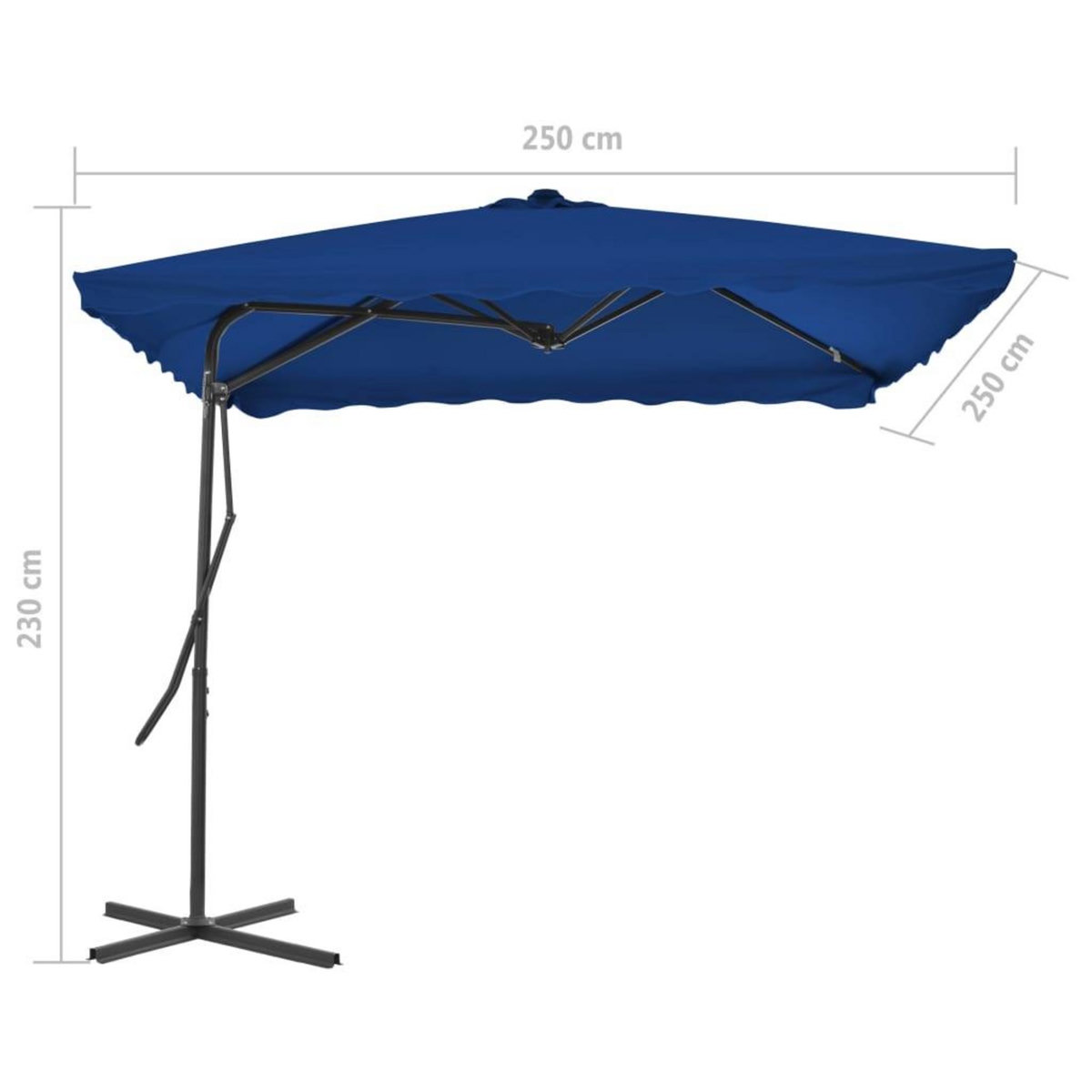 VIDAXL Parasol de jardin avec mat en acier bleu 250x250x230 cm