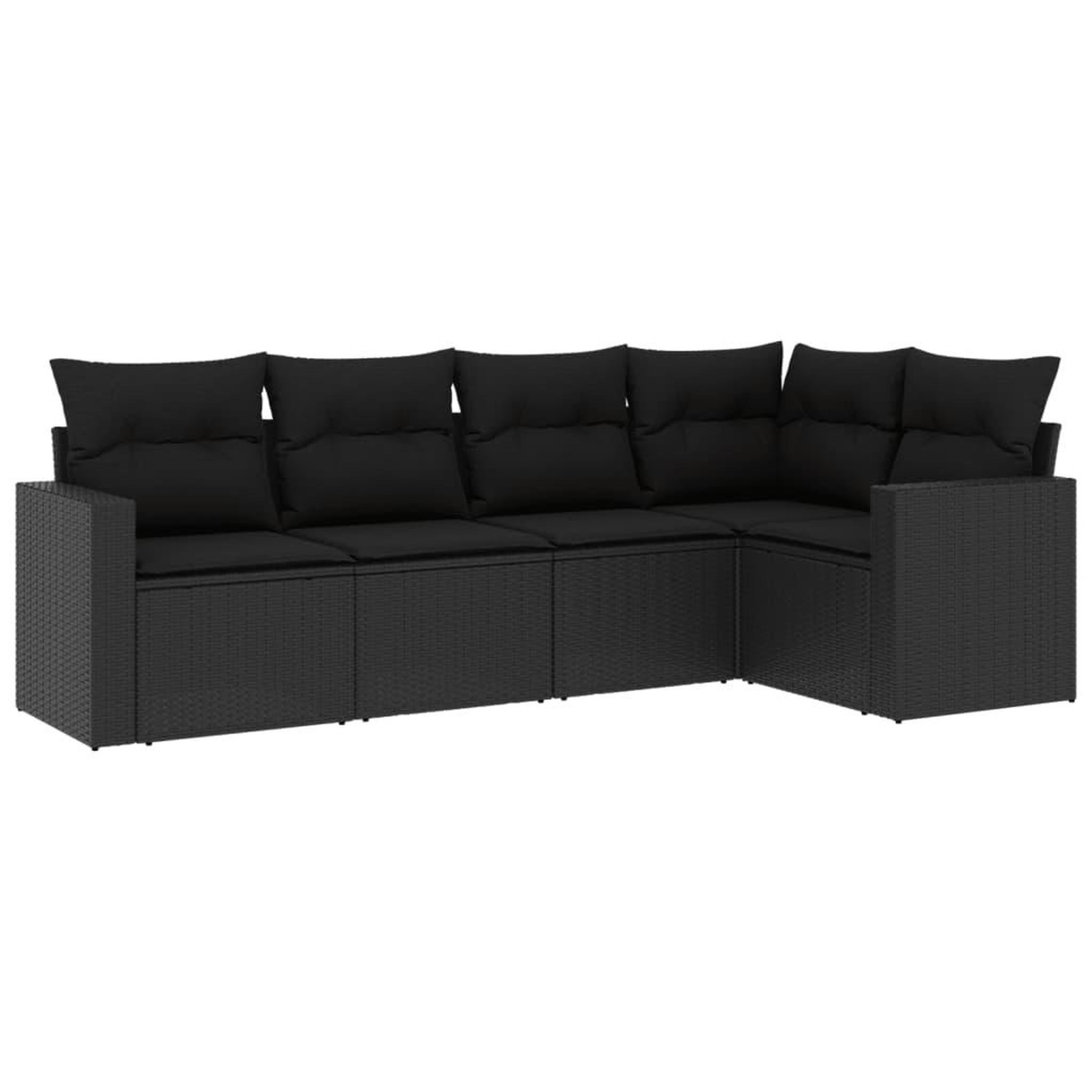 Voir la diapositive 2 : VIDAXL Salon de jardin 5 pcs avec coussins noir resine tressee