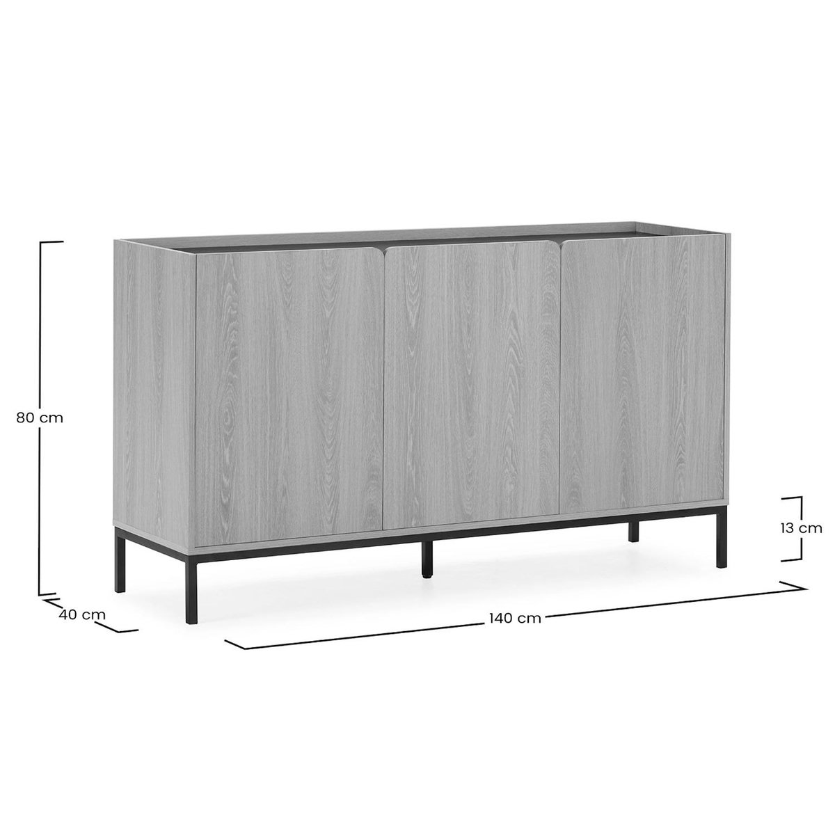 VS VENTA-STOCK Buffet Curva 3 portes couleur Chêne