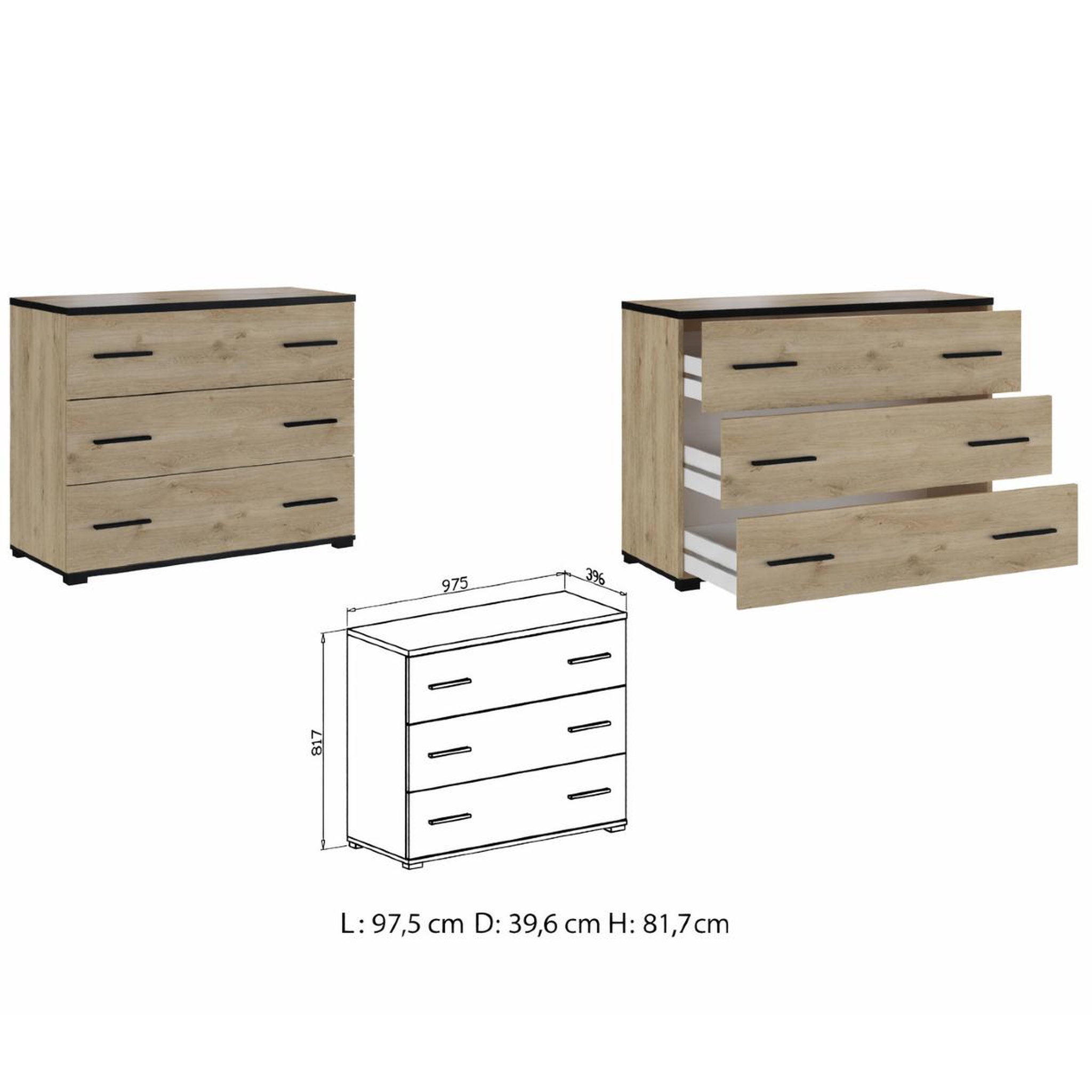 Voir la diapositive 4 : JLC KREATION Commode de rangement style industriel avec tiroirs pierre