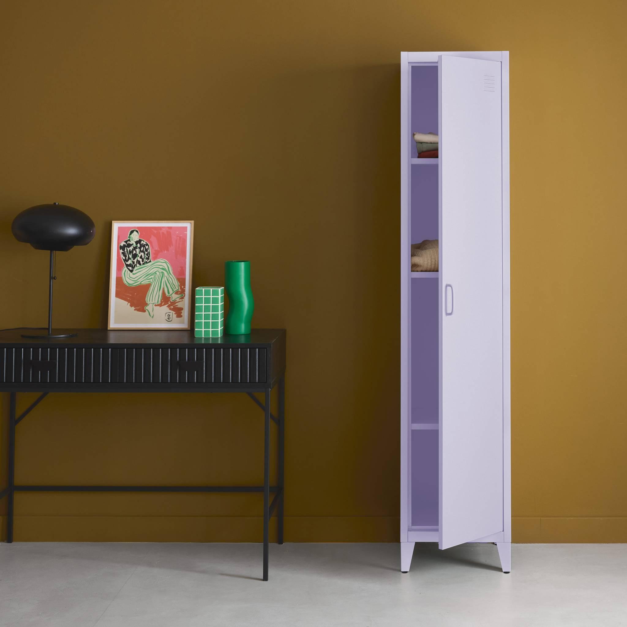 Voir la diapositive 3 : SWEEEK Armoire chambre industrielle métal, 4 espaces de rangement