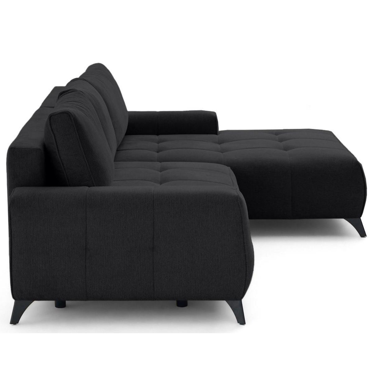 LISA DESIGN Rimini - canapé d'angle droit 4 places convertible avec coffre en tissu texturé