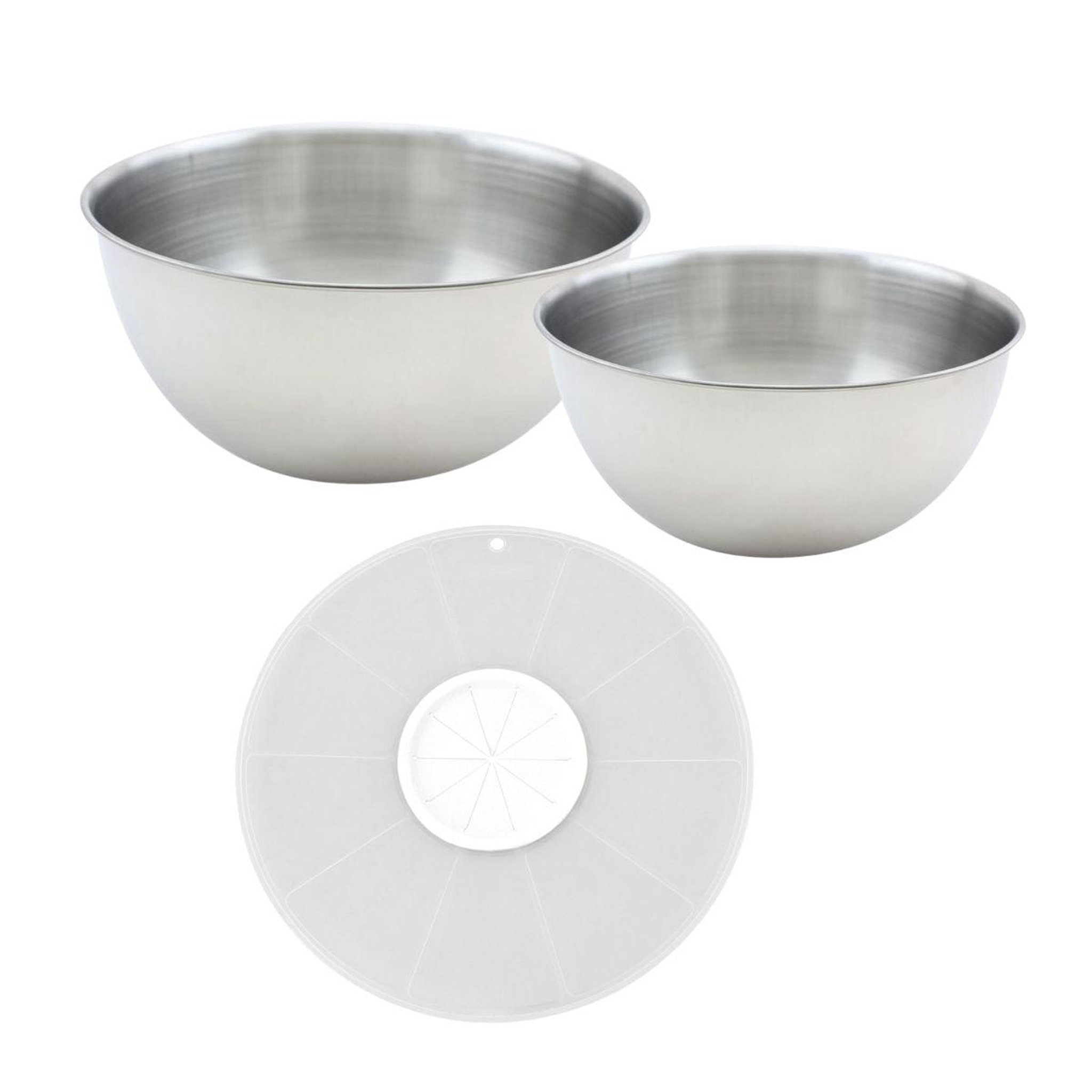 Fackelmann Ensemble de 2 bols de préparation 25 cm et 20.5 cm avec couvercle anti projections fackelmann basic