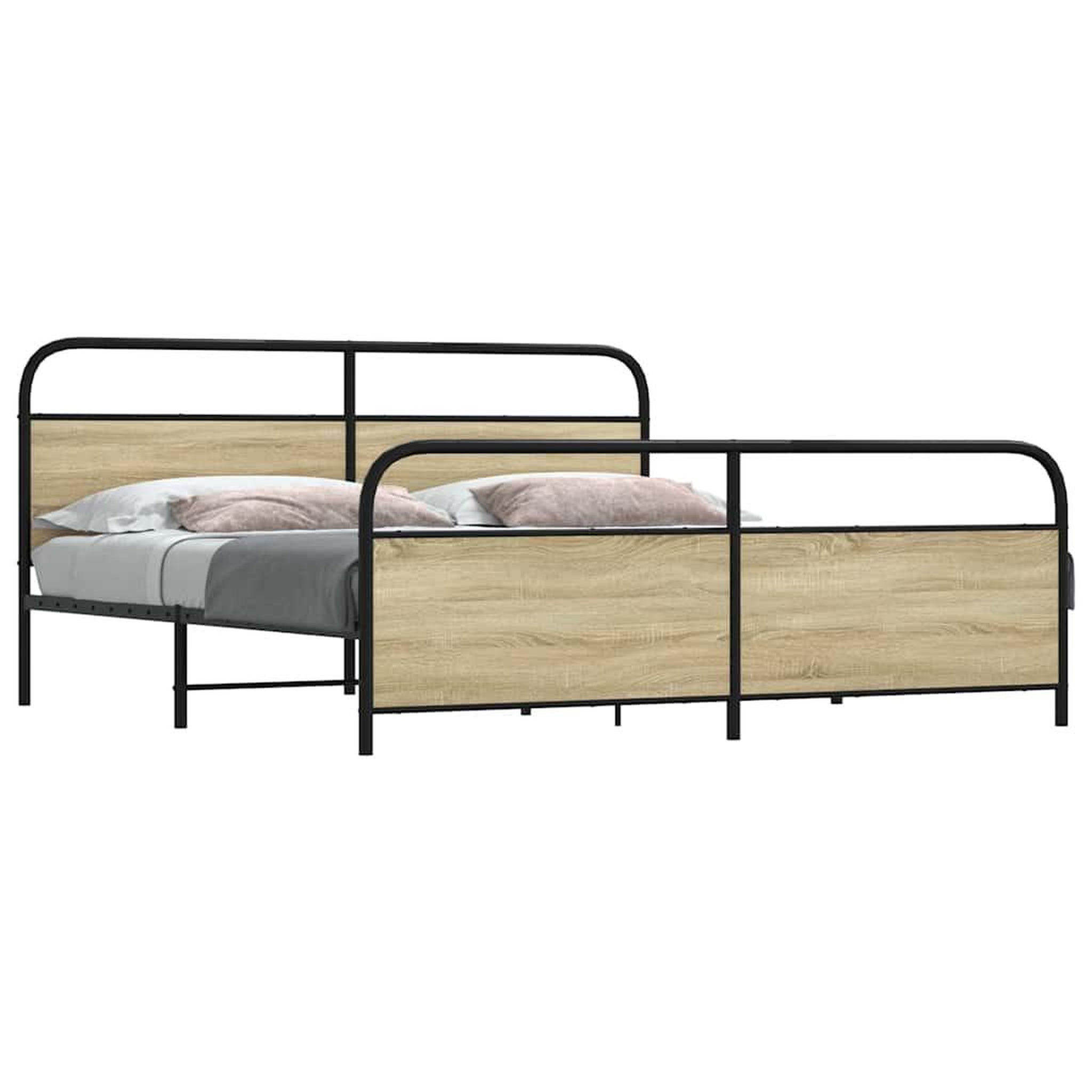 VIDAXL Cadre de lit en metal sans matelas chene sonoma 180x200 cm