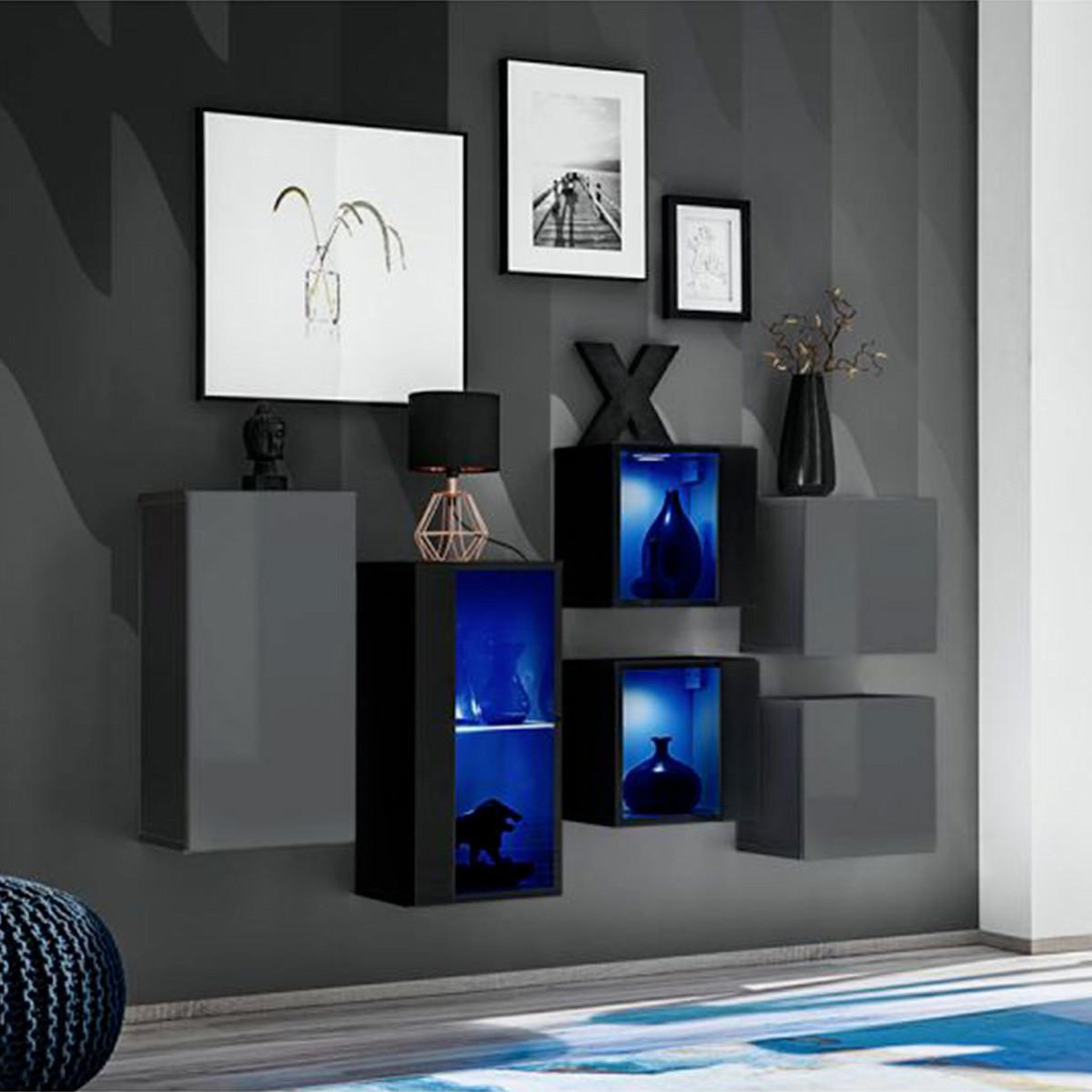 Voir la diapositive 1 : Paris Prix Meuble de rangement  switch sbiv  320cm gris & noir