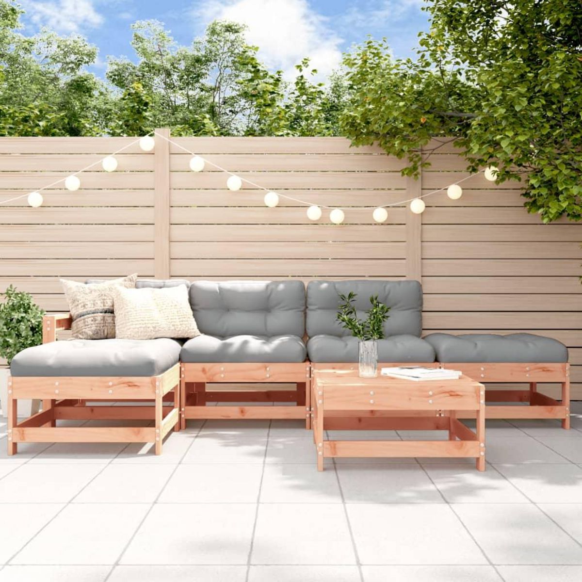 VIDAXL Salon de jardin 6 pcs avec coussins bois massif Douglas