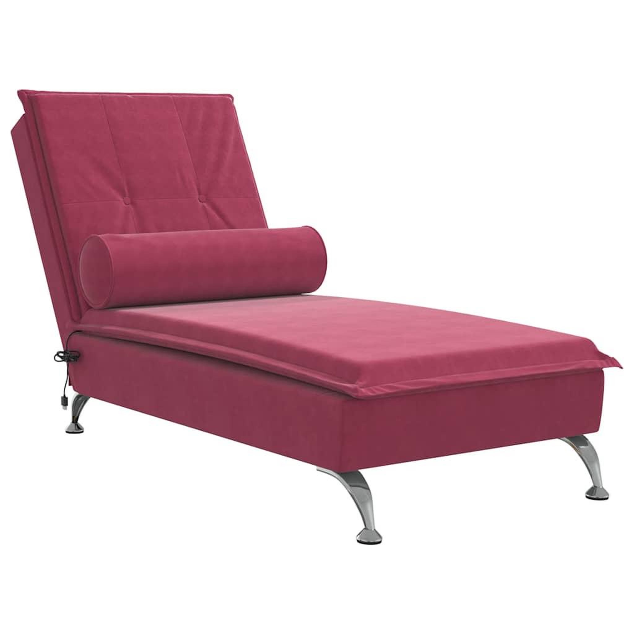 Voir la diapositive 2 : VIDAXL Chaise longue de massage avec traversin rouge bordeaux velours